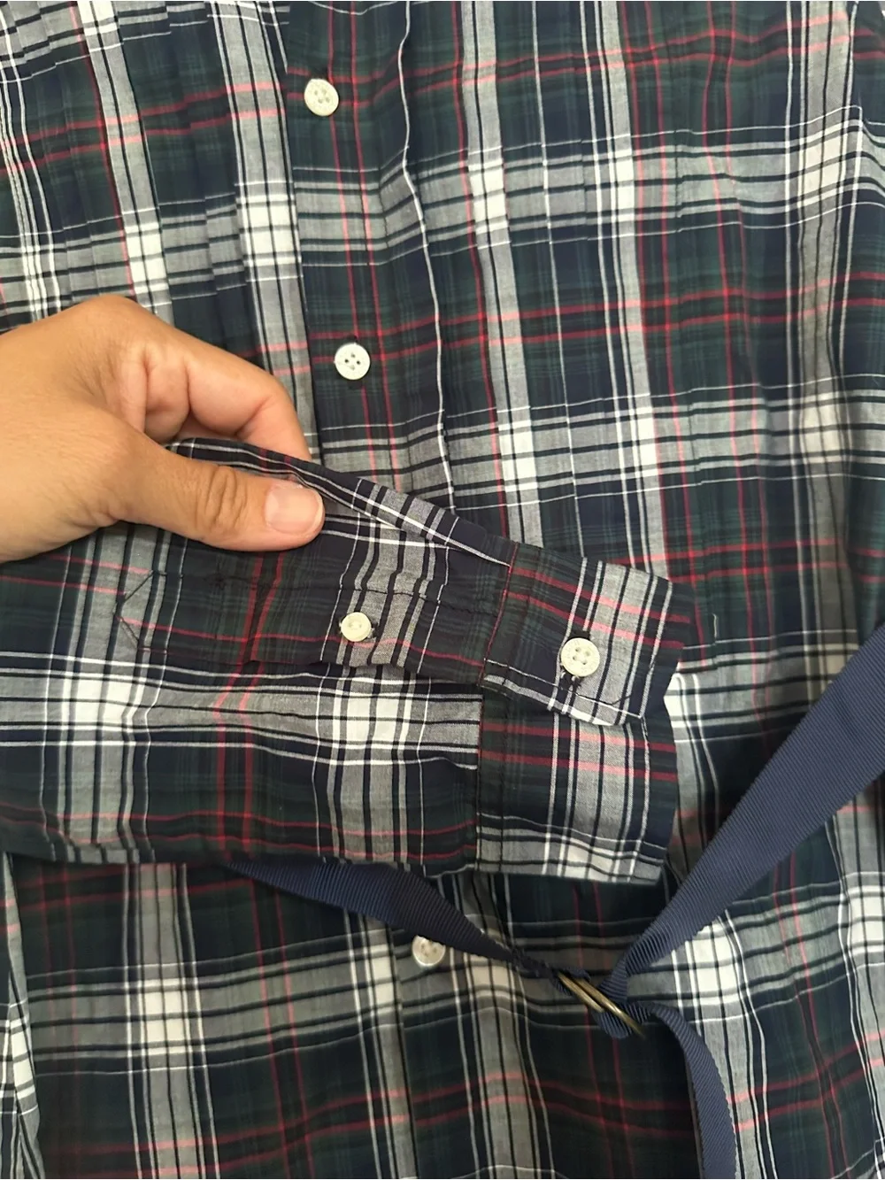 Ralph Lauren Girls Plaid Shirt Dress Long Sleeve Belted Navy/Green/Red Size 16